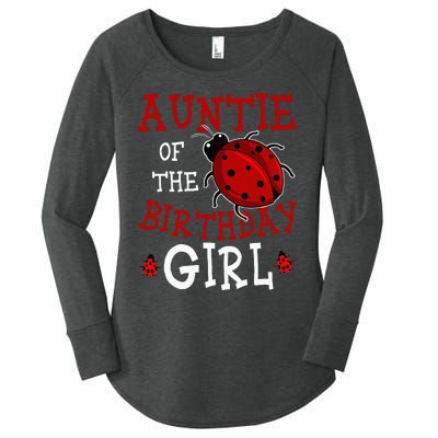 Auntie Of The Birthday Girl Ladybug Bday Party Celebration Women's Perfect Tri Tunic Long Sleeve Shirt