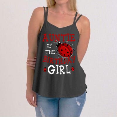 Auntie Of The Birthday Girl Ladybug Bday Party Celebration Women's Strappy Tank