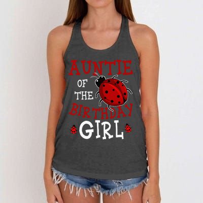 Auntie Of The Birthday Girl Ladybug Bday Party Celebration Women's Knotted Racerback Tank