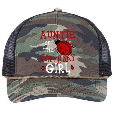 Auntie Of The Birthday Girl Ladybug Bday Party Celebration Retro Rope Trucker Hat Cap