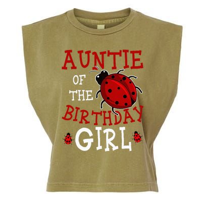 Auntie Of The Birthday Girl Ladybug Bday Party Celebration Garment-Dyed Women's Muscle Tee