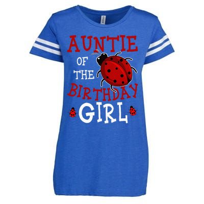 Auntie Of The Birthday Girl Ladybug Bday Party Celebration Enza Ladies Jersey Football T-Shirt