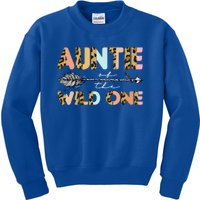 Aunt Of The Wild One Leopard Themed 1st Birthday Decoration Gift Kids Sweatshirt