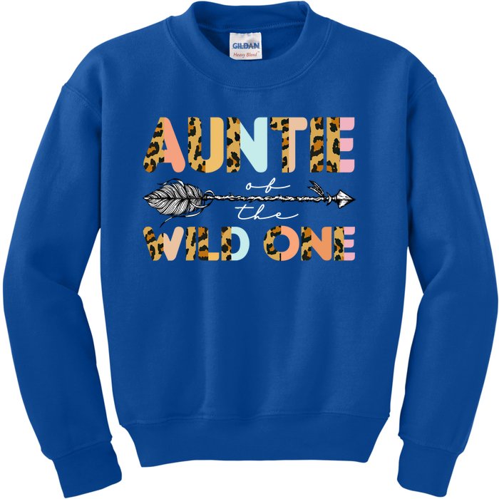 Aunt Of The Wild One Leopard Themed 1st Birthday Decoration Gift Kids Sweatshirt