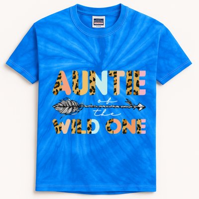 Aunt Of The Wild One Leopard Themed 1st Birthday Decoration Gift Kids Tie-Dye T-Shirt