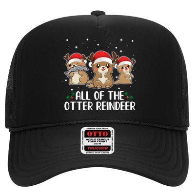 All Of The Otter Reindeer Christmas High Crown Mesh Back Trucker Hat