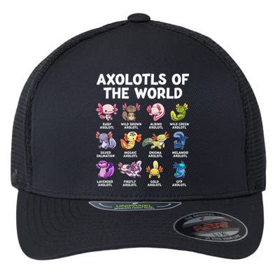 Axolotls Of The World Kawaii Types Of Axolotl Fish Flexfit Unipanel Trucker Cap