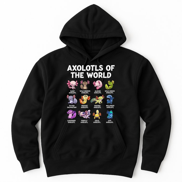 Axolotls Of The World Kawaii Types Of Axolotl Fish Hoodie