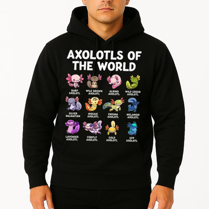 Axolotls Of The World Kawaii Types Of Axolotl Fish Hoodie