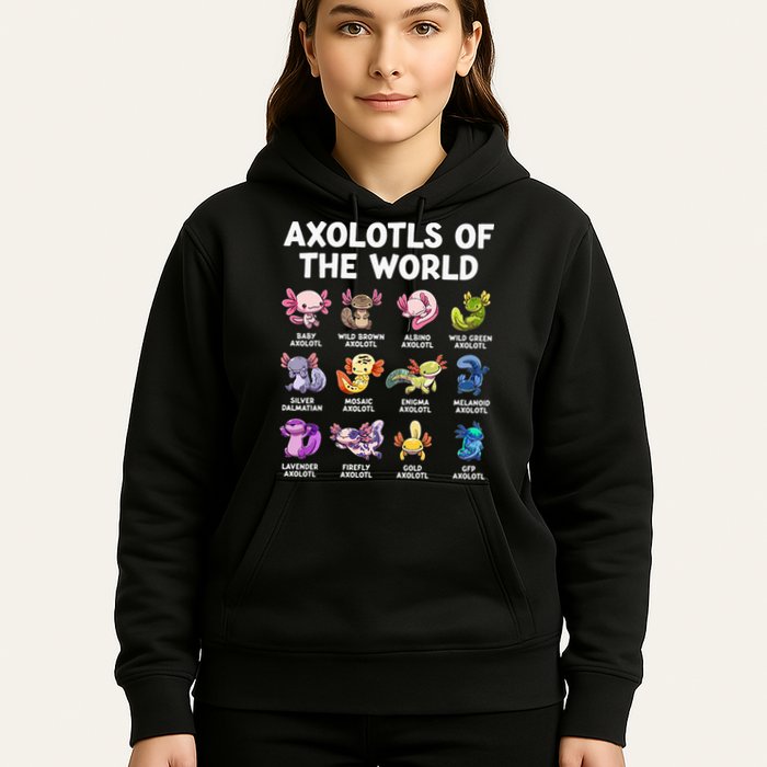 Axolotls Of The World Kawaii Types Of Axolotl Fish Hoodie