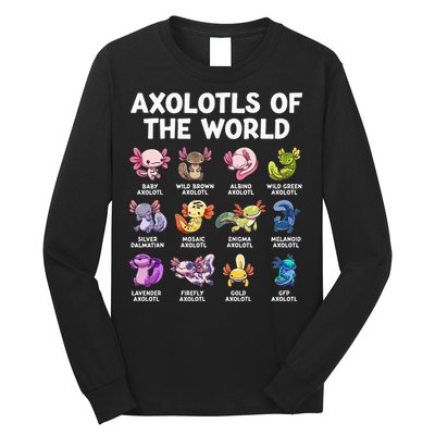 Axolotls Of The World Kawaii Types Of Axolotl Fish Long Sleeve Shirt