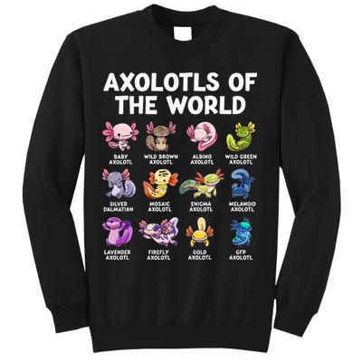 Axolotls Of The World Kawaii Types Of Axolotl Fish Sweatshirt