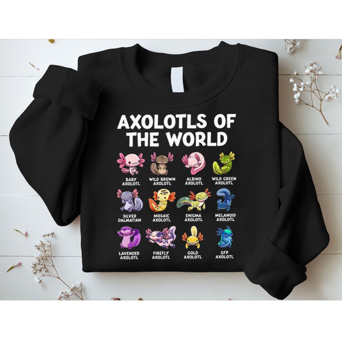 Axolotls Of The World Kawaii Types Of Axolotl Fish Sweatshirt