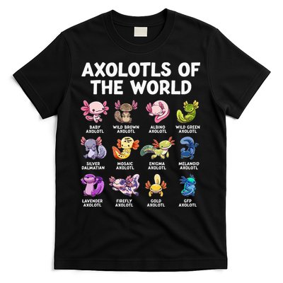 Axolotls Of The World Kawaii Types Of Axolotl Fish T-Shirt