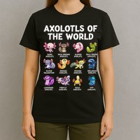 Axolotls Of The World Kawaii Types Of Axolotl Fish T-Shirt