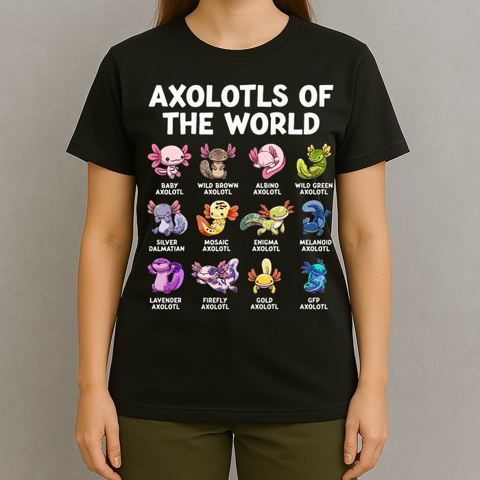 Axolotls Of The World Kawaii Types Of Axolotl Fish T-Shirt