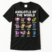 Axolotls Of The World Kawaii Types Of Axolotl Fish Tall T-Shirt