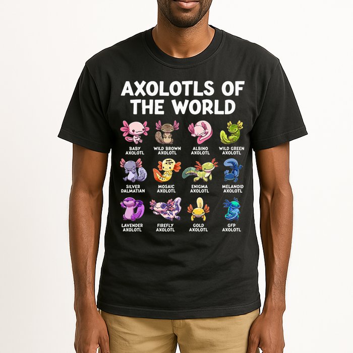 Axolotls Of The World Kawaii Types Of Axolotl Fish Tall T-Shirt