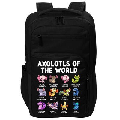 Axolotls Of The World Kawaii Types Of Axolotl Fish Impact Tech Backpack