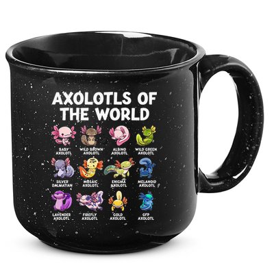 Axolotls Of The World Kawaii Types Of Axolotl Fish 15oz Campfire Ceramic Mug