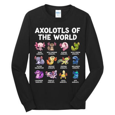 Axolotls Of The World Kawaii Types Of Axolotl Fish Tall Long Sleeve T-Shirt
