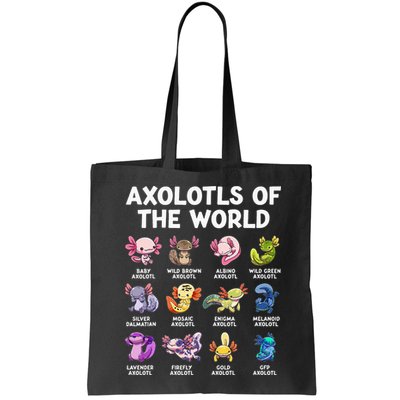 Axolotls Of The World Kawaii Types Of Axolotl Fish Bag