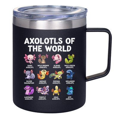 Axolotls Of The World Kawaii Types Of Axolotl Fish 12oz Stainless Steel Coffee Mug