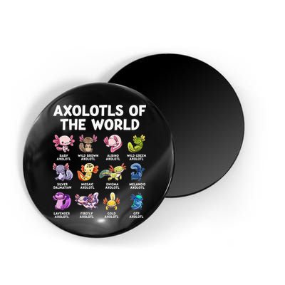 Axolotls Of The World Kawaii Types Of Axolotl Fish Magnet