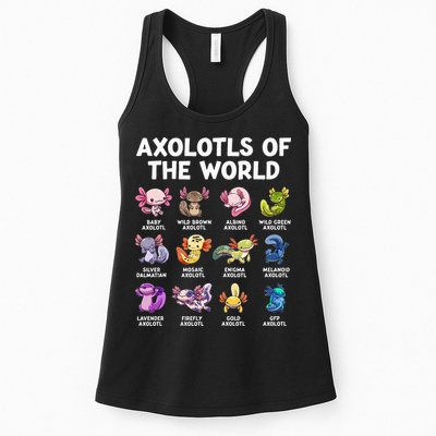 Axolotls Of The World Kawaii Types Of Axolotl Fish Womens Tank Top