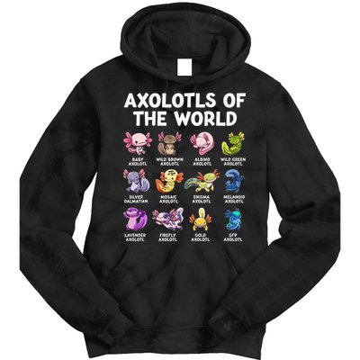Axolotls Of The World Kawaii Types Of Axolotl Fish Tie Dye Hoodie