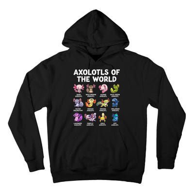 Axolotls Of The World Kawaii Types Of Axolotl Fish Tall Hoodie