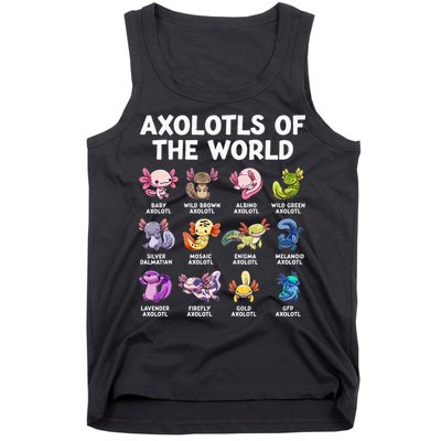 Axolotls Of The World Kawaii Types Of Axolotl Fish Tank Top