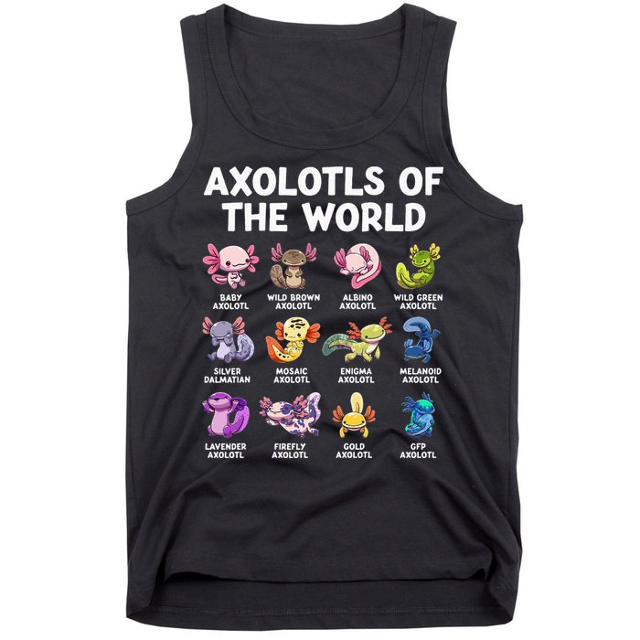 Axolotls Of The World Kawaii Types Of Axolotl Fish Tank Top