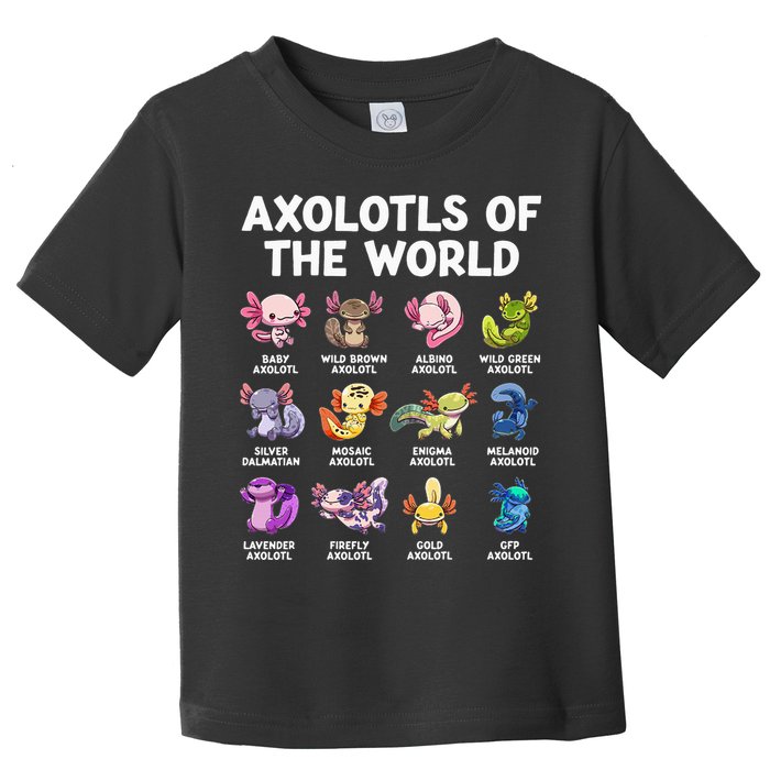 Axolotls Of The World Kawaii Types Of Axolotl Fish Toddler T-Shirt