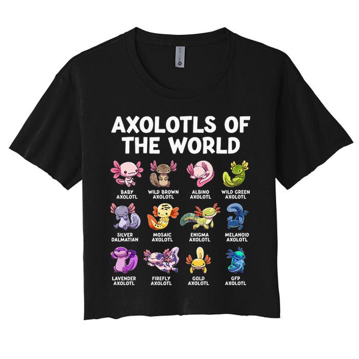 Axolotls Of The World Kawaii Types Of Axolotl Fish Crop Top