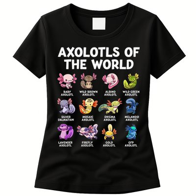 Axolotls Of The World Kawaii Types Of Axolotl Fish Womens T-Shirt