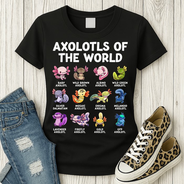 Axolotls Of The World Kawaii Types Of Axolotl Fish Womens T-Shirt