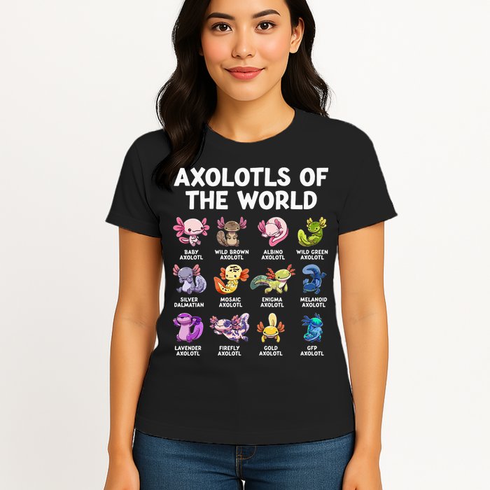 Axolotls Of The World Kawaii Types Of Axolotl Fish Womens T-Shirt
