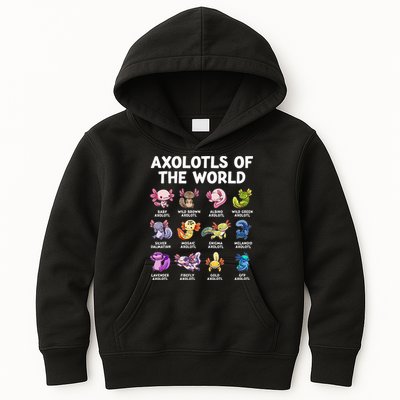 Axolotls Of The World Kawaii Types Of Axolotl Fish Kids Hoodie