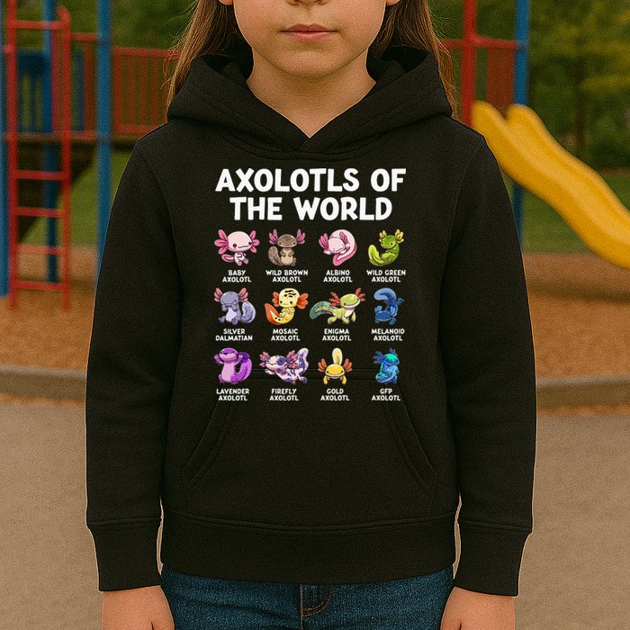 Axolotls Of The World Kawaii Types Of Axolotl Fish Kids Hoodie