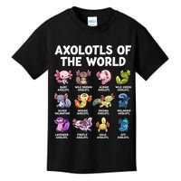 Axolotls Of The World Kawaii Types Of Axolotl Fish Kids T-Shirt