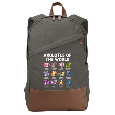Axolotls Of The World Kawaii Types Of Axolotl Fish Cotton Canvas Backpack