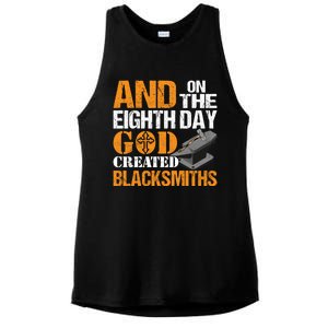 And On The Eighth Day God Created Blacksmiths Farrier Forger Gift Ladies PosiCharge Tri-Blend Wicking Tank