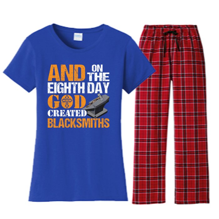 And On The Eighth Day God Created Blacksmiths Farrier Forger Gift Women's Flannel Pajama Set