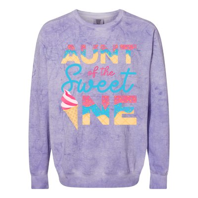 Aunt Of The Sweet One Ice Cream 1st First Family Birthday Cool Gift Colorblast Crewneck Sweatshirt