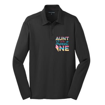 Aunt Of The Sweet One Ice Cream 1st First Family Birthday Cool Gift Silk Touch Performance Long Sleeve Polo