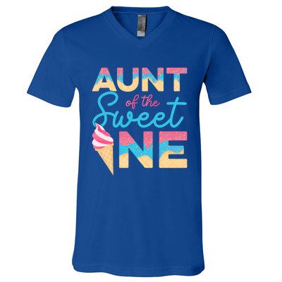 Aunt Of The Sweet One Ice Cream 1st First Family Birthday Cool Gift V-Neck T-Shirt