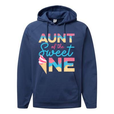 Aunt Of The Sweet One Ice Cream 1st First Family Birthday Cool Gift Performance Fleece Hoodie