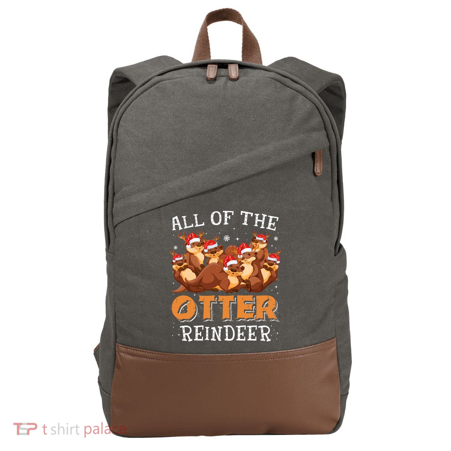 All Of The Otter Reindeer Christmas Funny Cute Gift Cotton Canvas Backpack