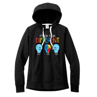 Autism Ok To Be Different Light It Up Blue Women's Fleece Hoodie